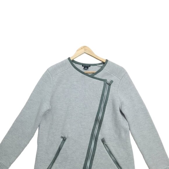 CLUB MONACO 100% Wool Asymmetrical Wrap Front Oversized Cardigan Sweater XS - Picture 3 of 11